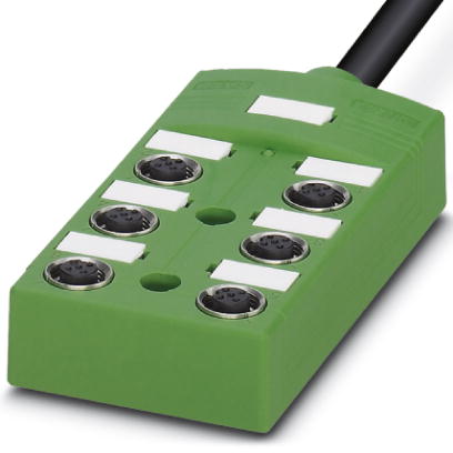 Phoenix Contact Sensor/Actuator Box; SACB-6/ 6- 5.0PUR SCO; 6 Inputs; M12; Universal Signal; Single Occupancy; 120VAC/DC; 5m Potted Cable; IP69K